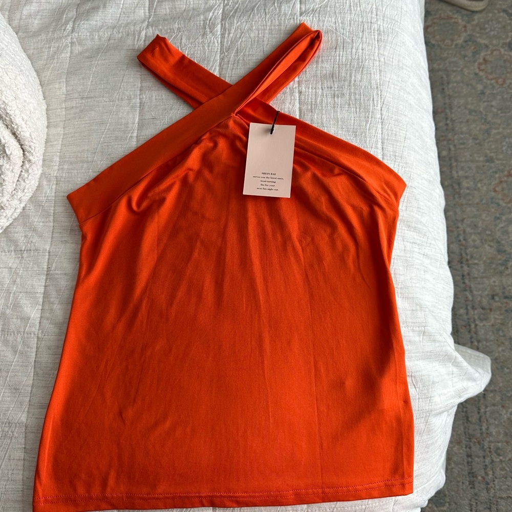NWT SHEIN Orange Halter Neck Top